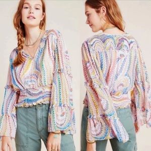Anthropologie Maeve 70’s Retro ‘Jessa’ Peasant Blouse SZ MP